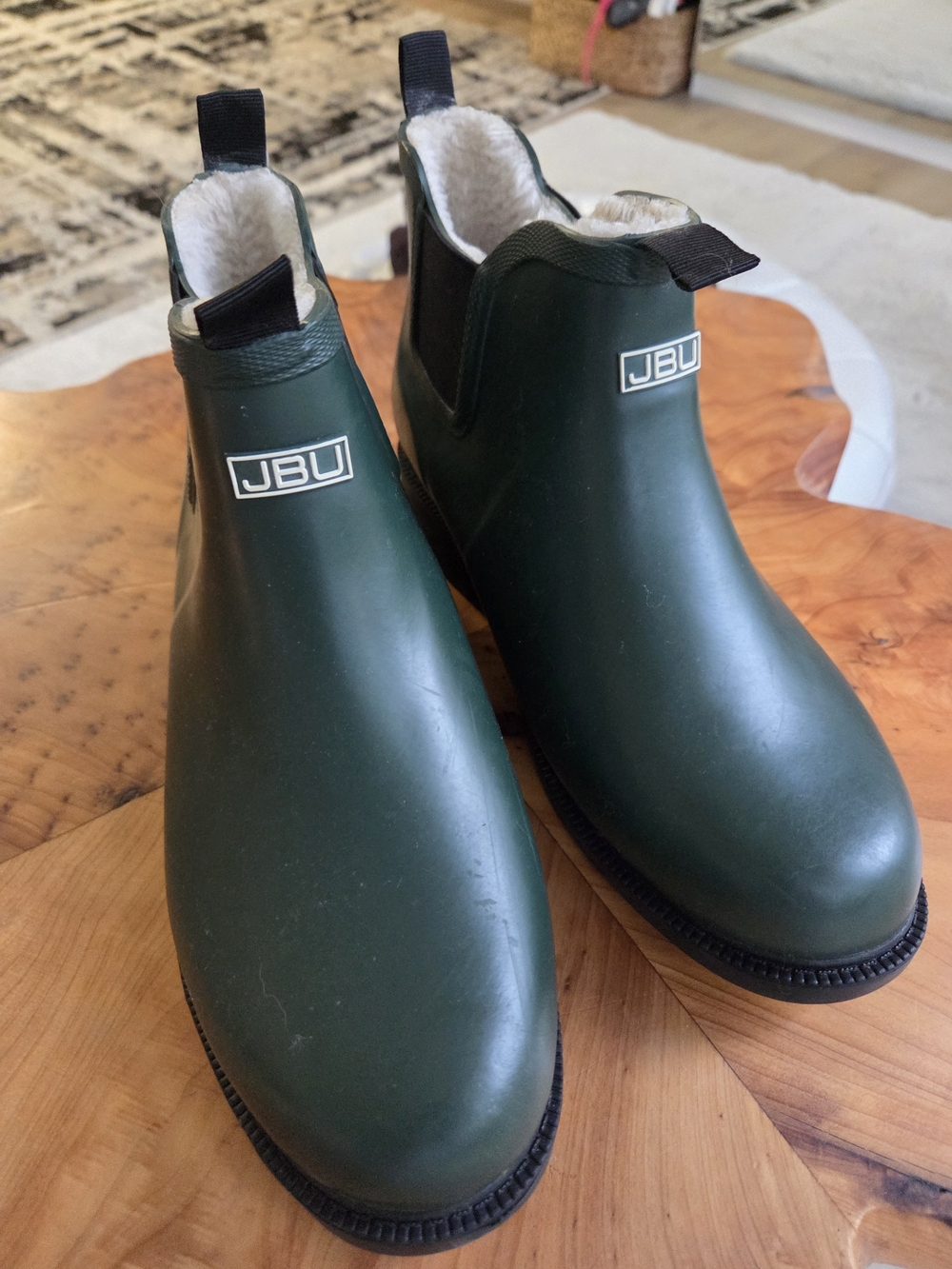 JBU Men's Green Waterproof Chelsea Snow Boots with Fleece Lining